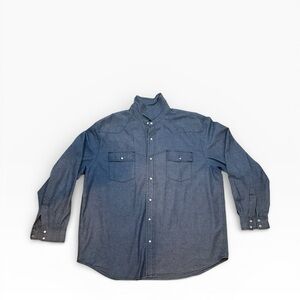 Big Mac Pearl Snap Western Shirt Men's Blue Denim Western Long Sleeve Size XXL